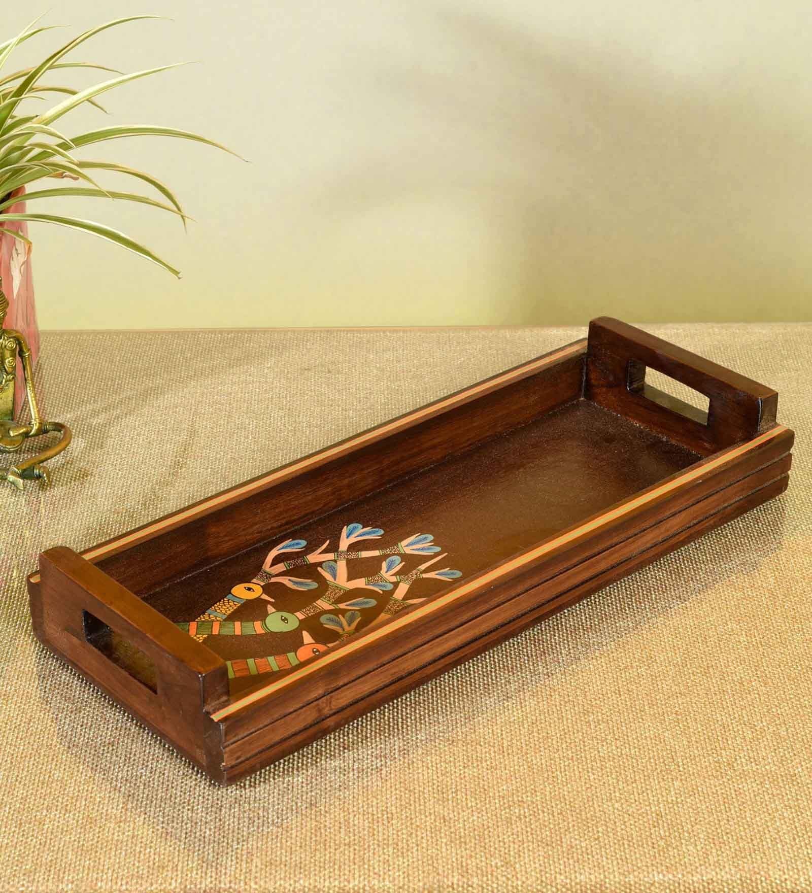 Chriping Birds Brown  Wooden  Serving Tray