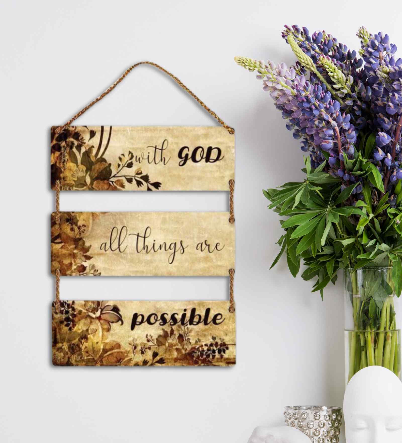 Christian Wooden Wall Hanging-With God All Things Are Possible