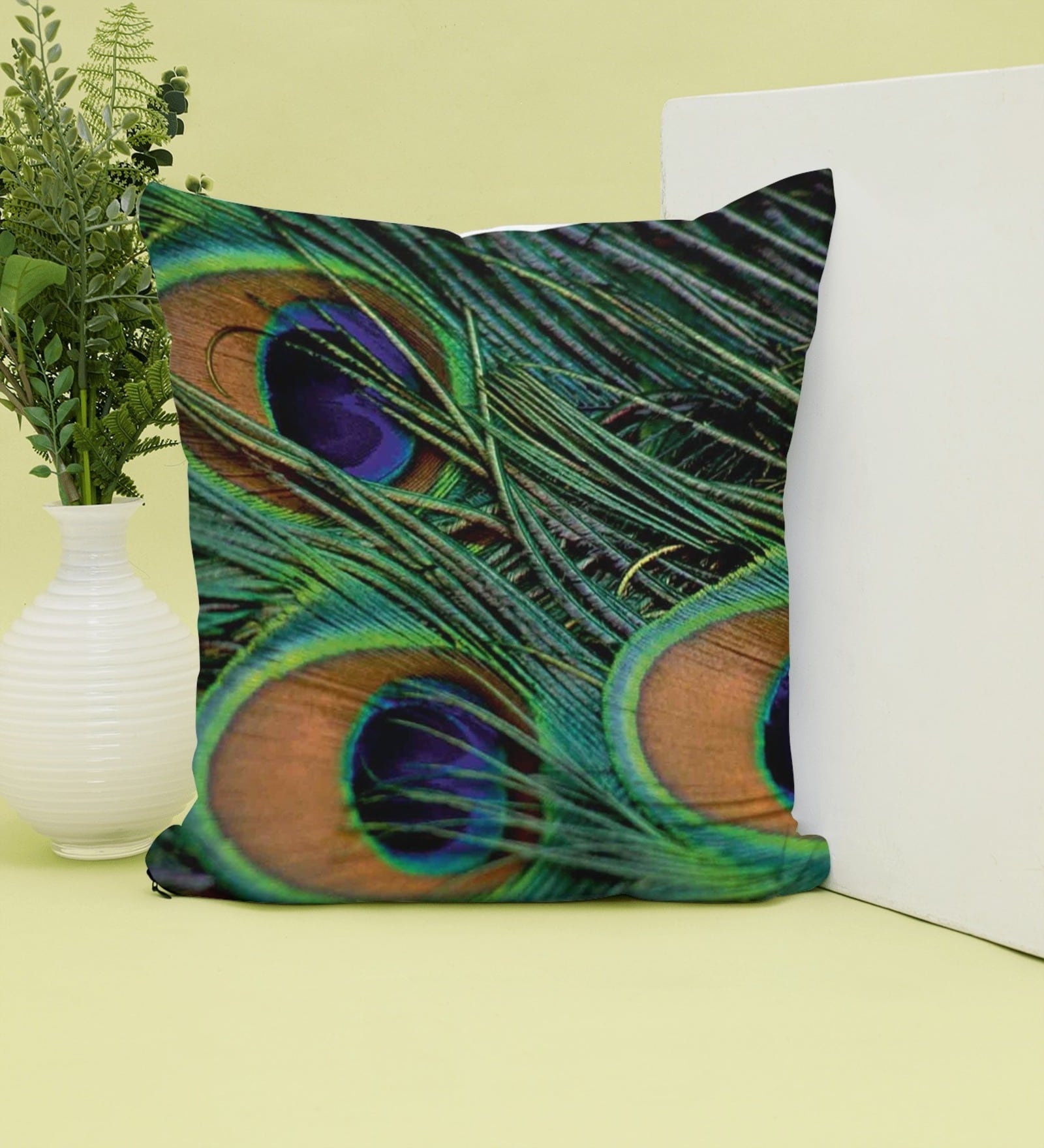 Buy Green Nature Printed Satin 16X16 Inches Cushion Cover By Ambbi ...