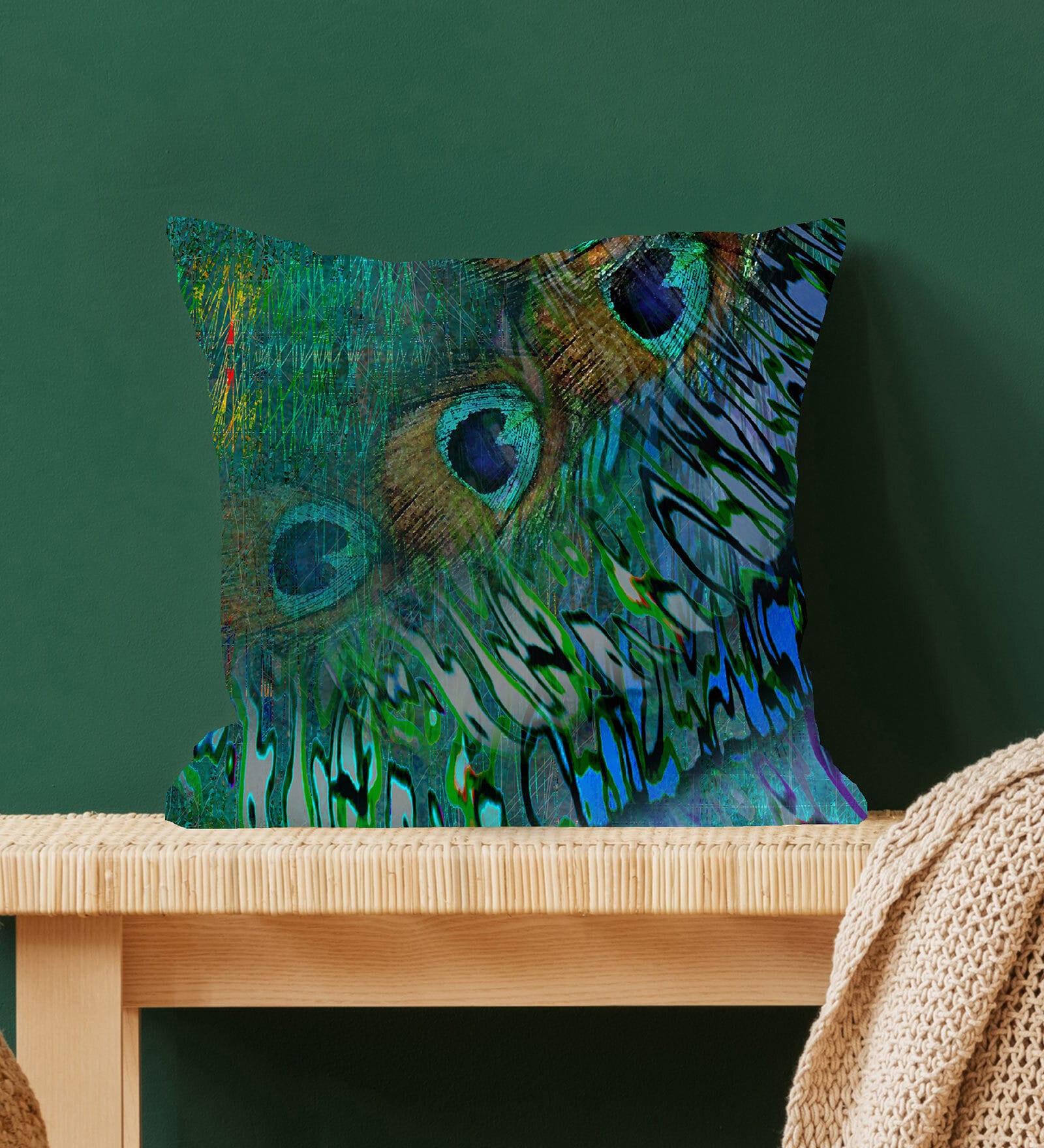 Christmas Collection Multicolor Abstract Satin 16X16 Inches Cushion Cover