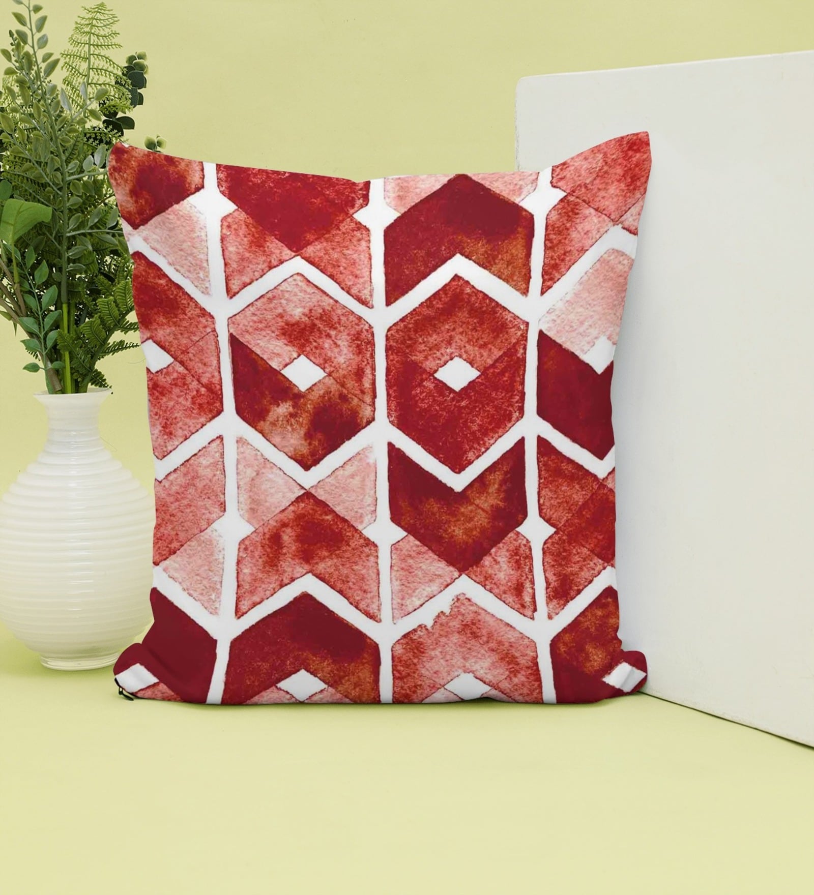Christmas Collection Red Abstract Satin 16X16 Inches Cushion Cover