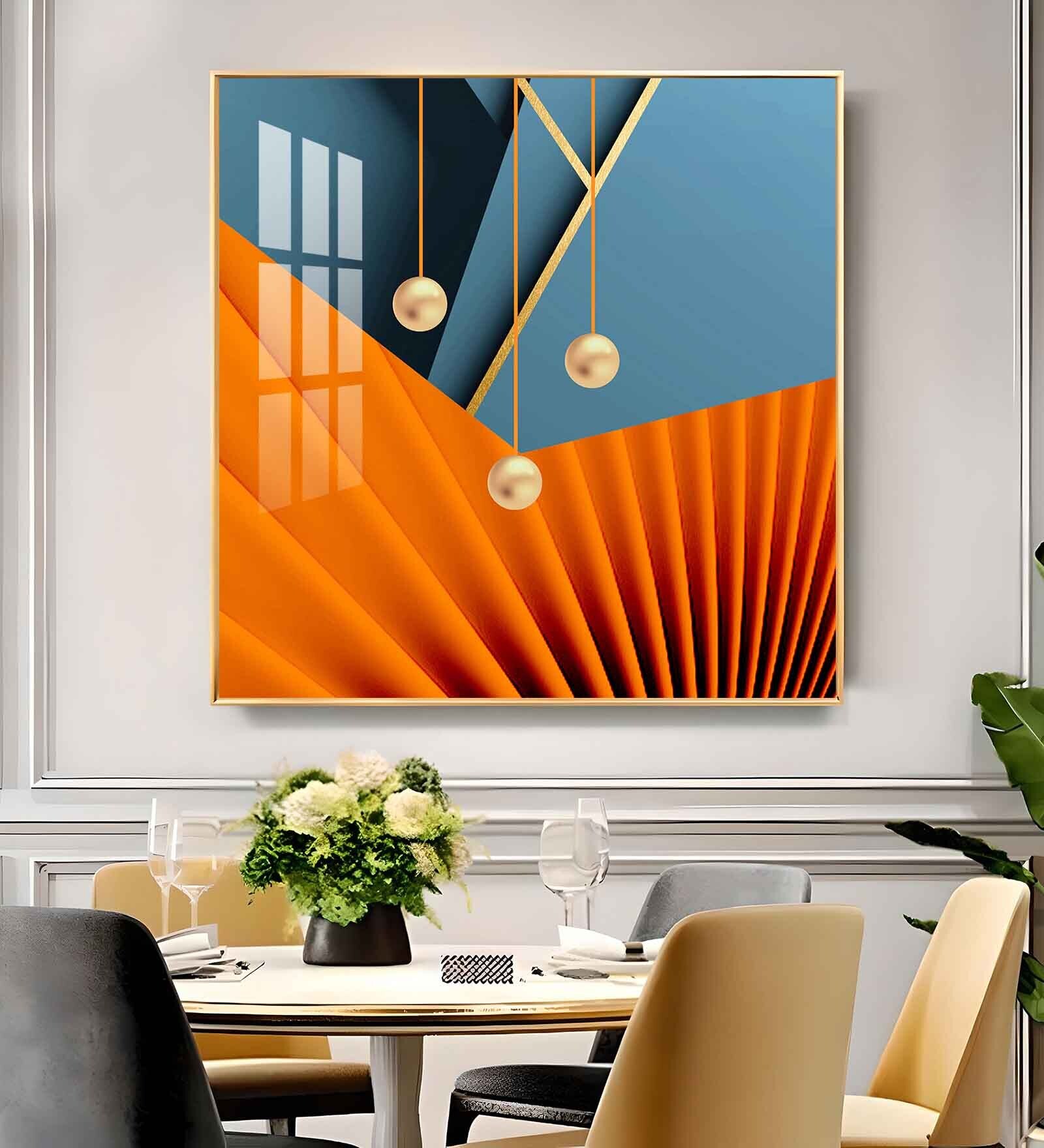 Chromatic Symphony Glass Finish Square Wall Art