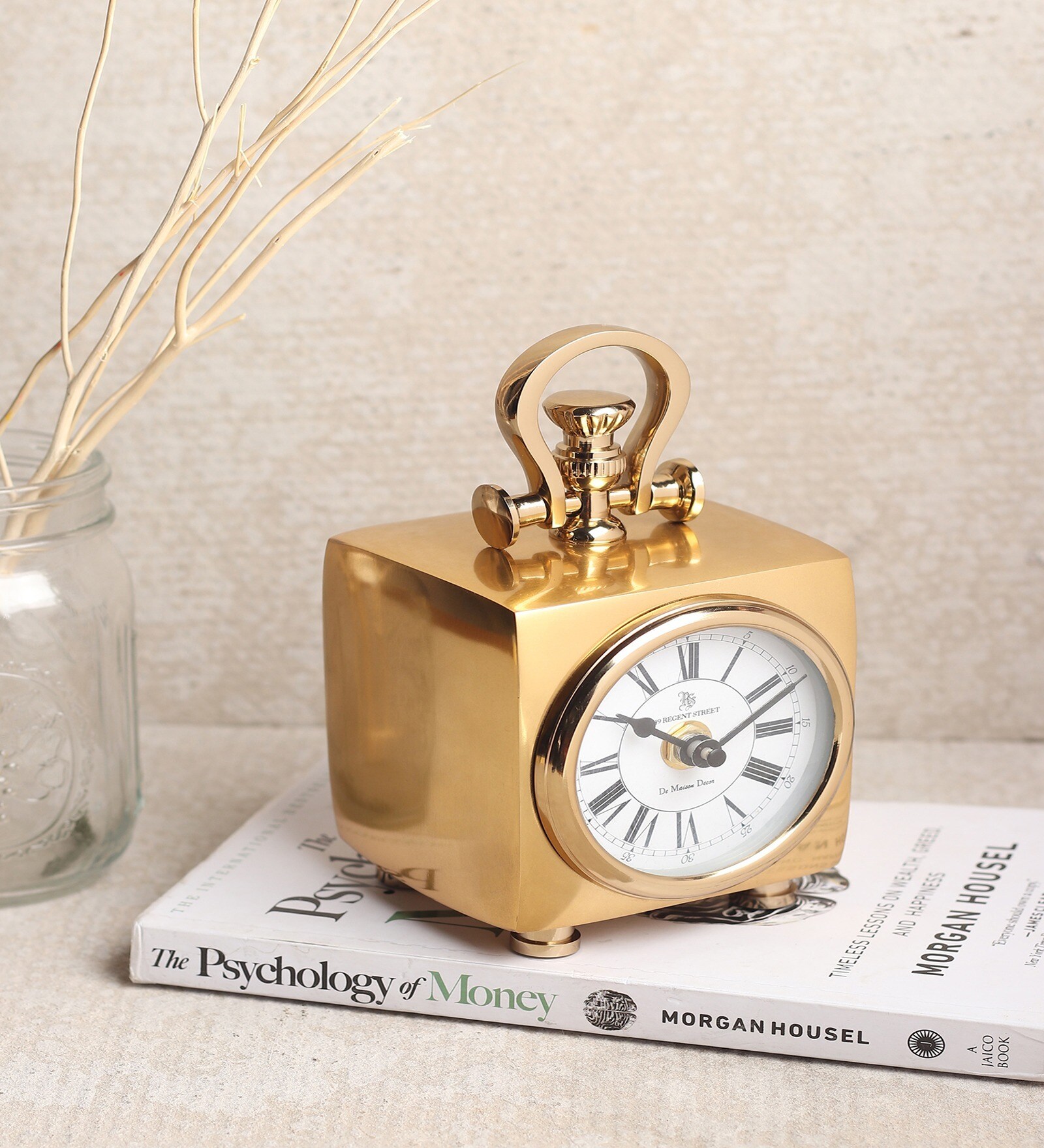 Chrono Cube Gold Aluminium Table Clock