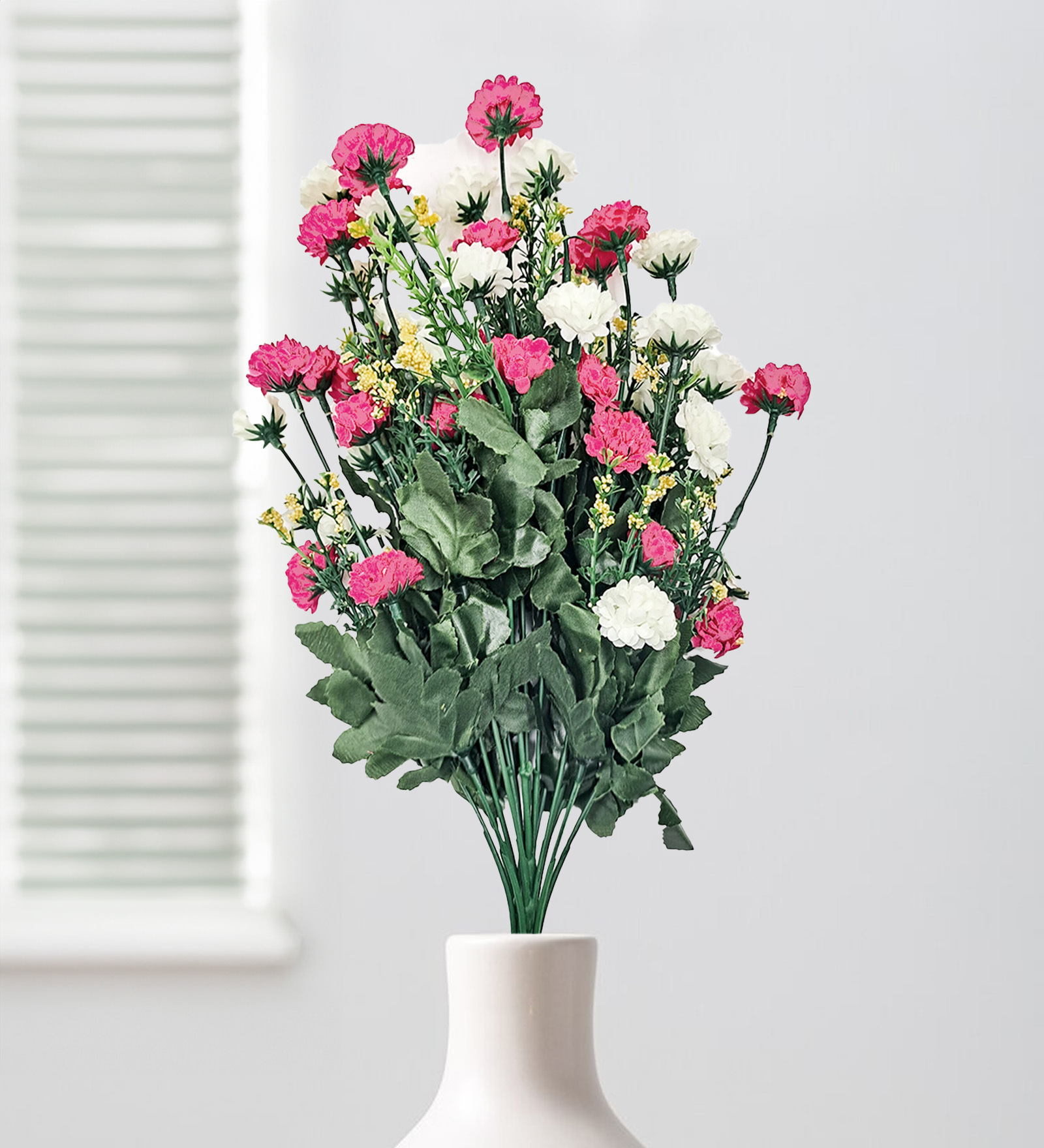 Chrysanthemum White & Light Pink Plastic Artificial Flower