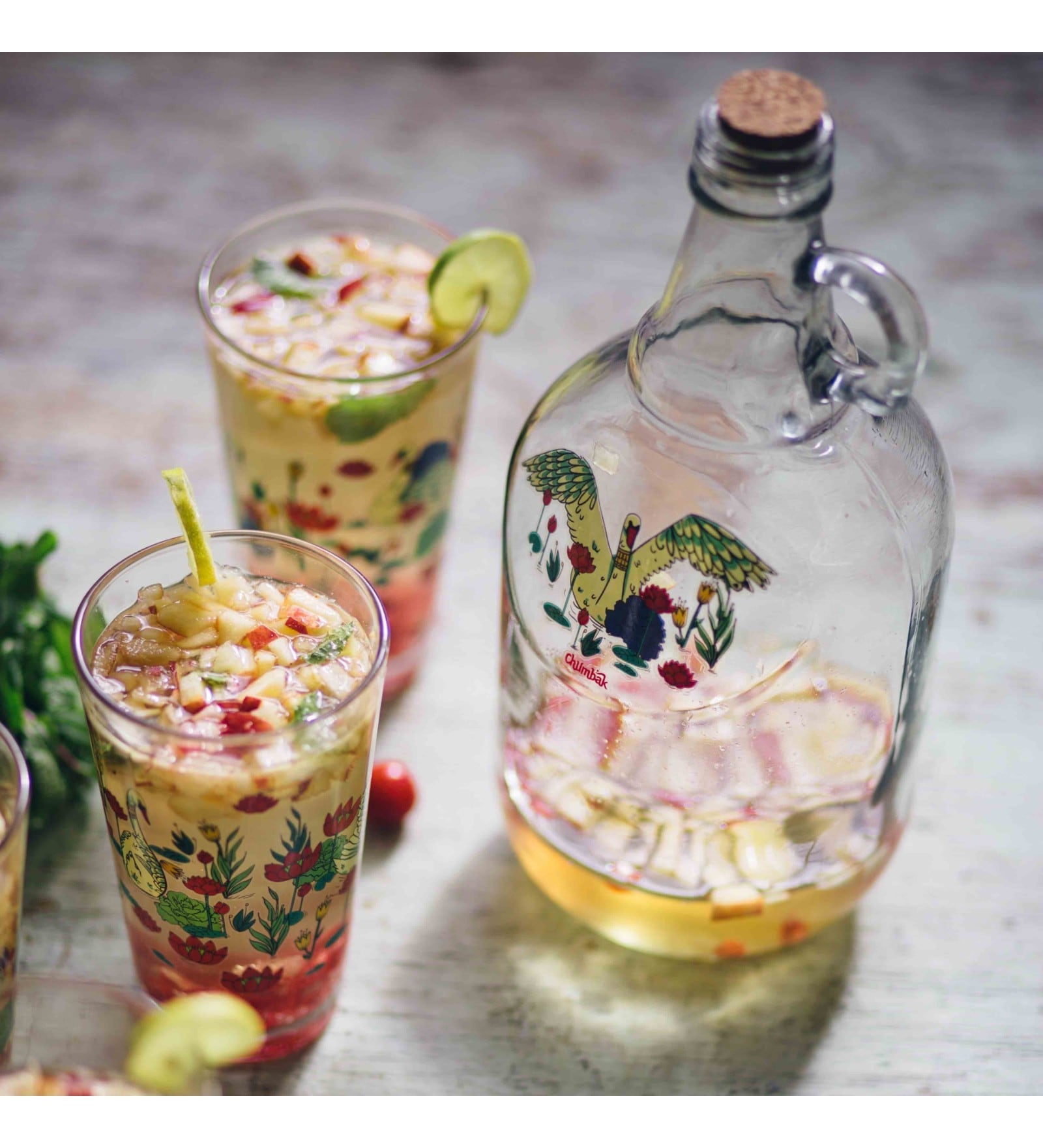 Chumbak Swan Lake Glass & Rubber Pitcher & Tumbler Set