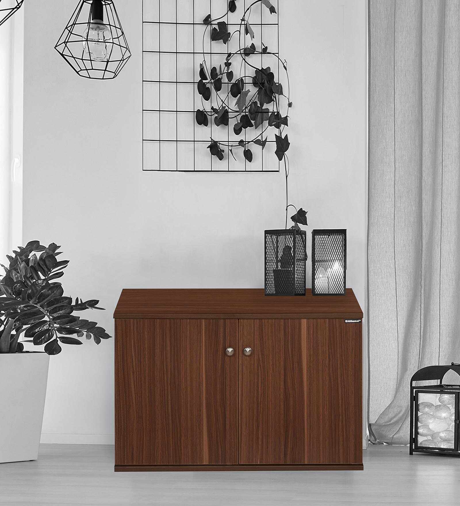 Churchill 2 Door Shoe Cabinet in Walnut Finish