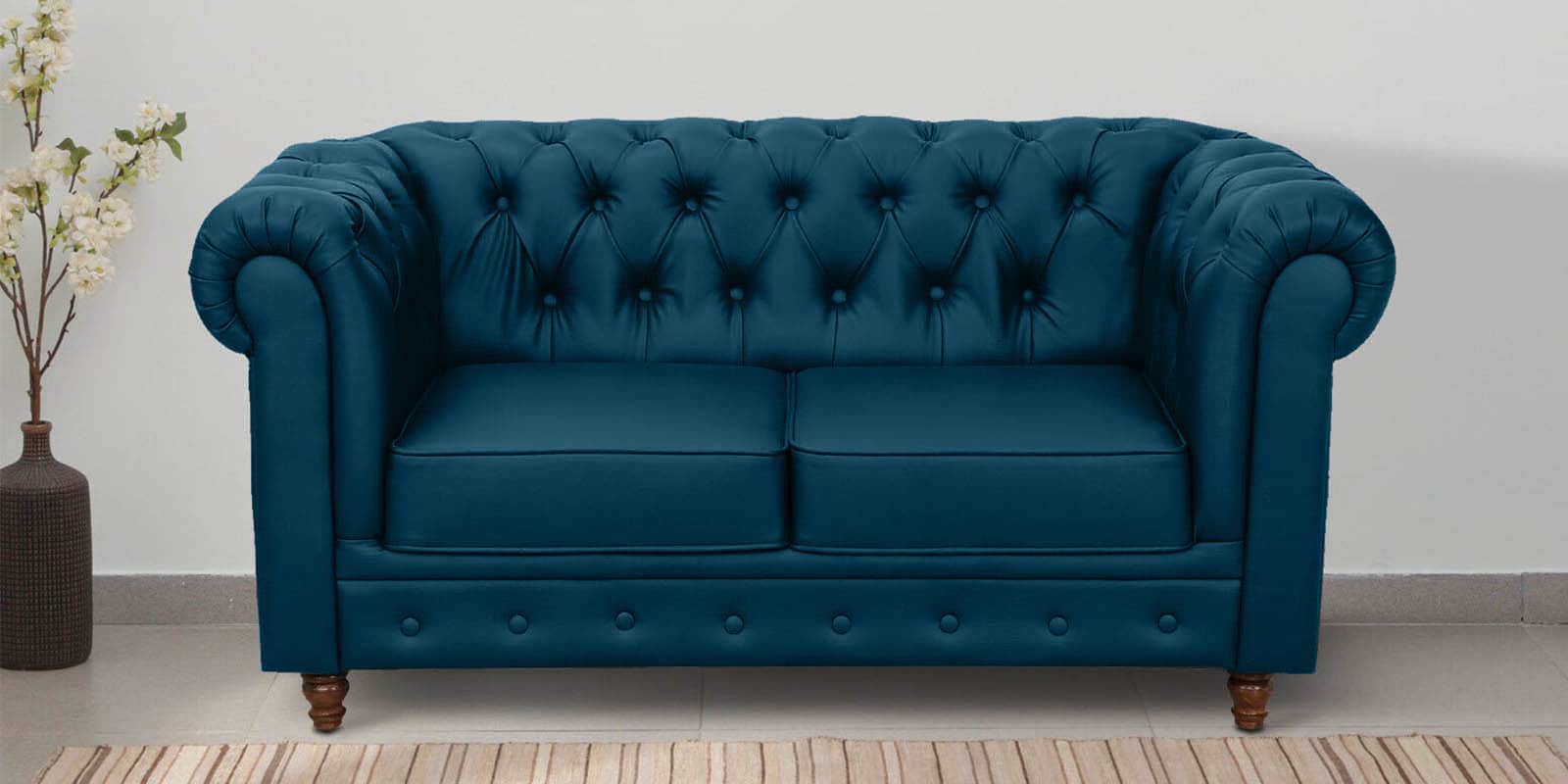 Buy Cheshire Velvet 2 Seater Sofa In Powder Blue Colour at 32% OFF by ...
