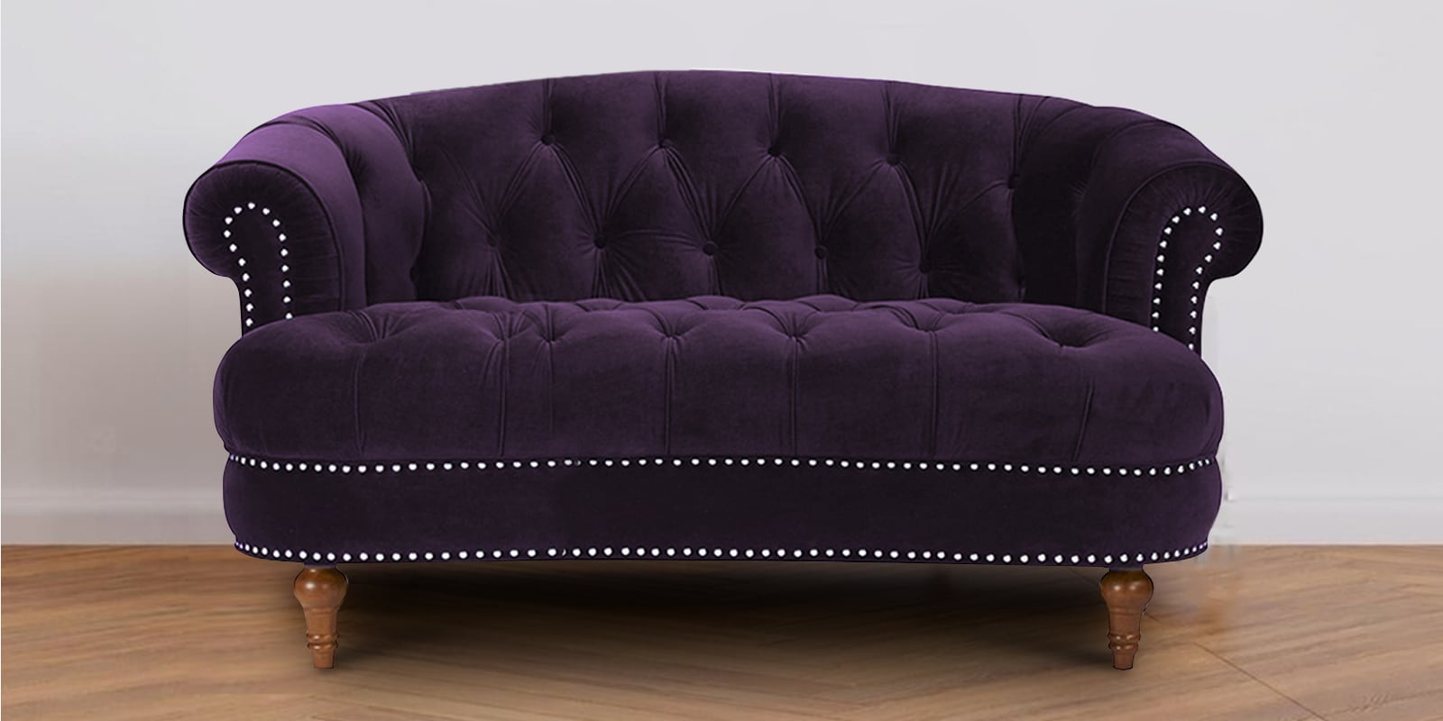 Chesterfield Fabric 2 Seater Sofa in Dark Purple Colour