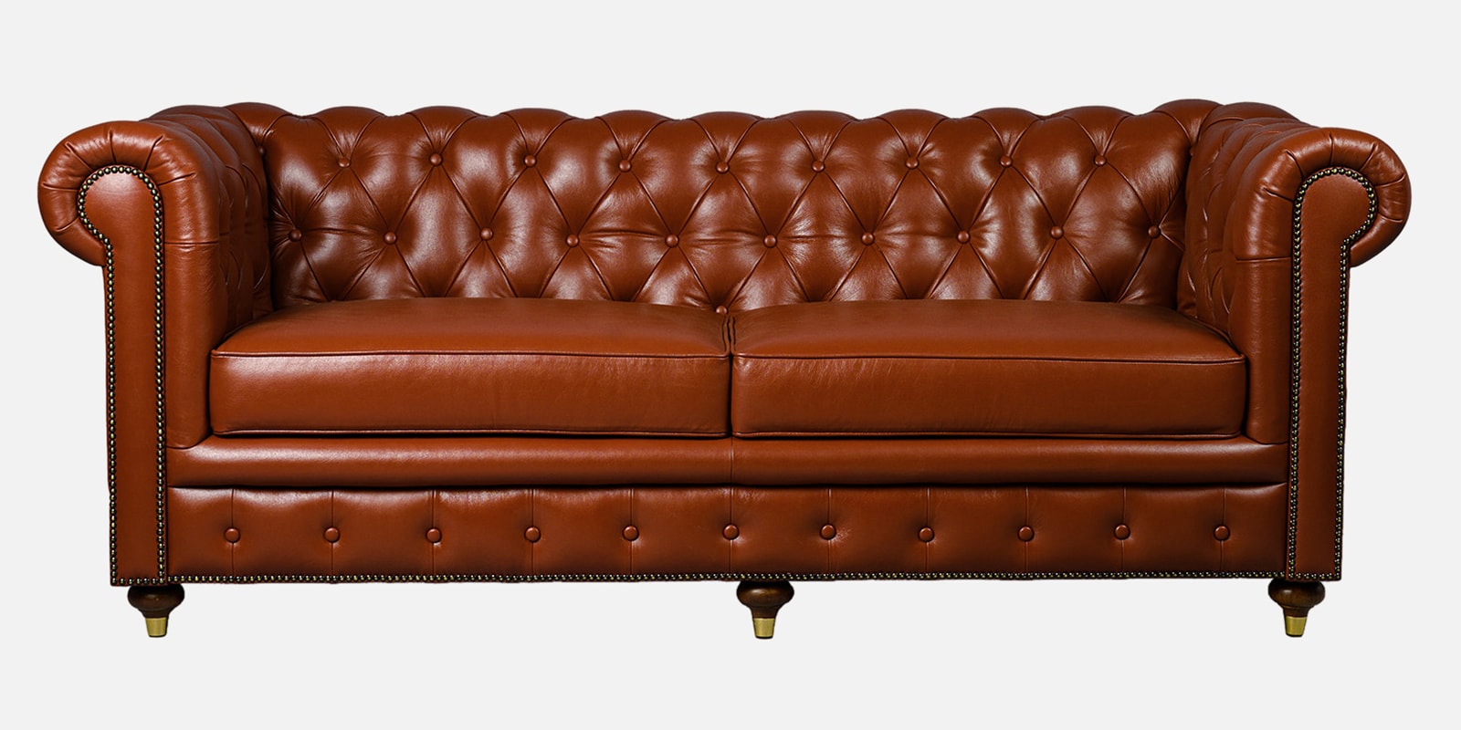 Chesterfield Leather Three Seater Sofa in Cognac Colour Chesterfield Leather Three Seater Sofa in Cognac Colour