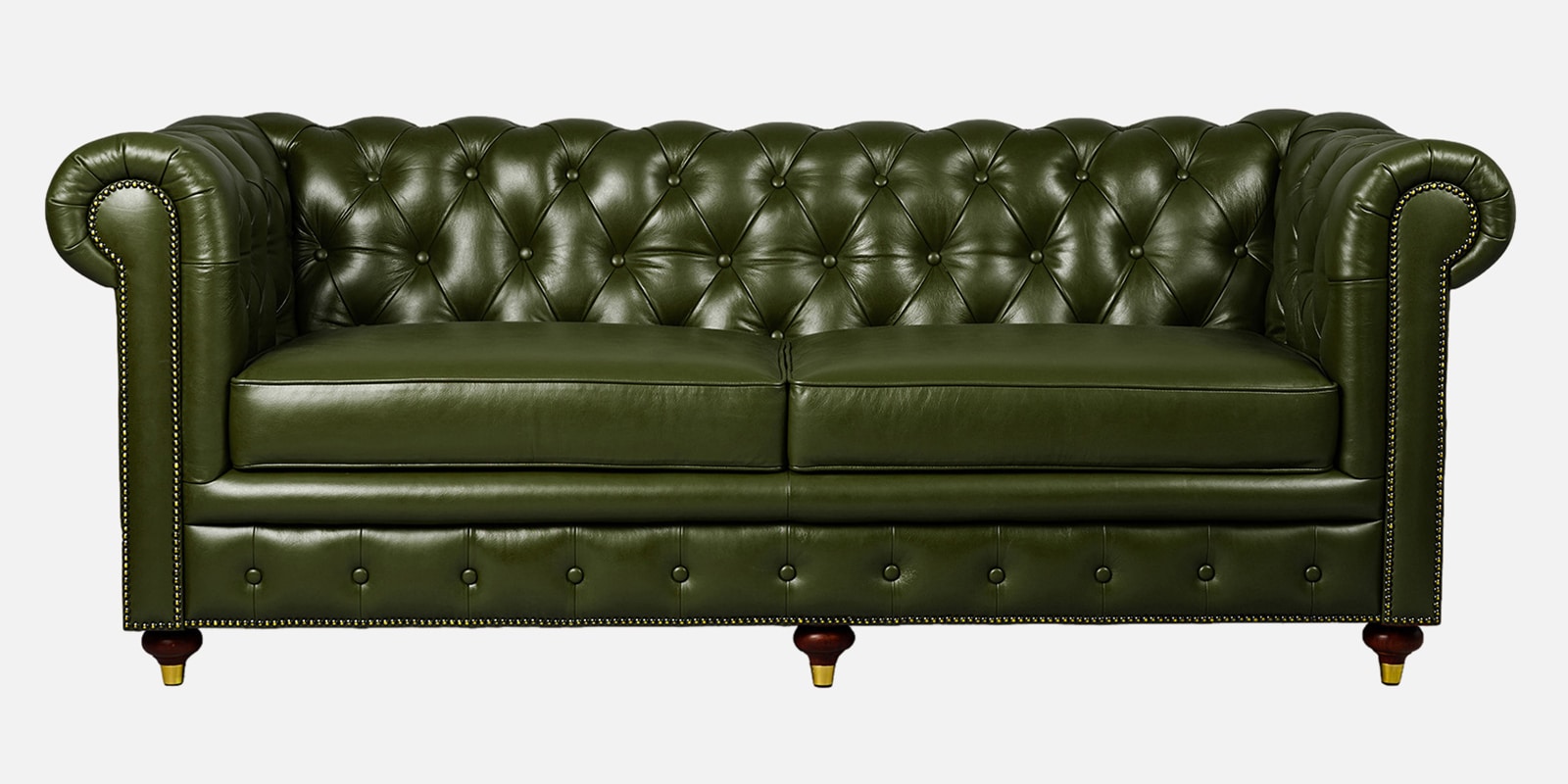 Chesterfield Leather Three Seater Sofa in Olive Green Colour Chesterfield Leather Three Seater Sofa in Olive Green Colour