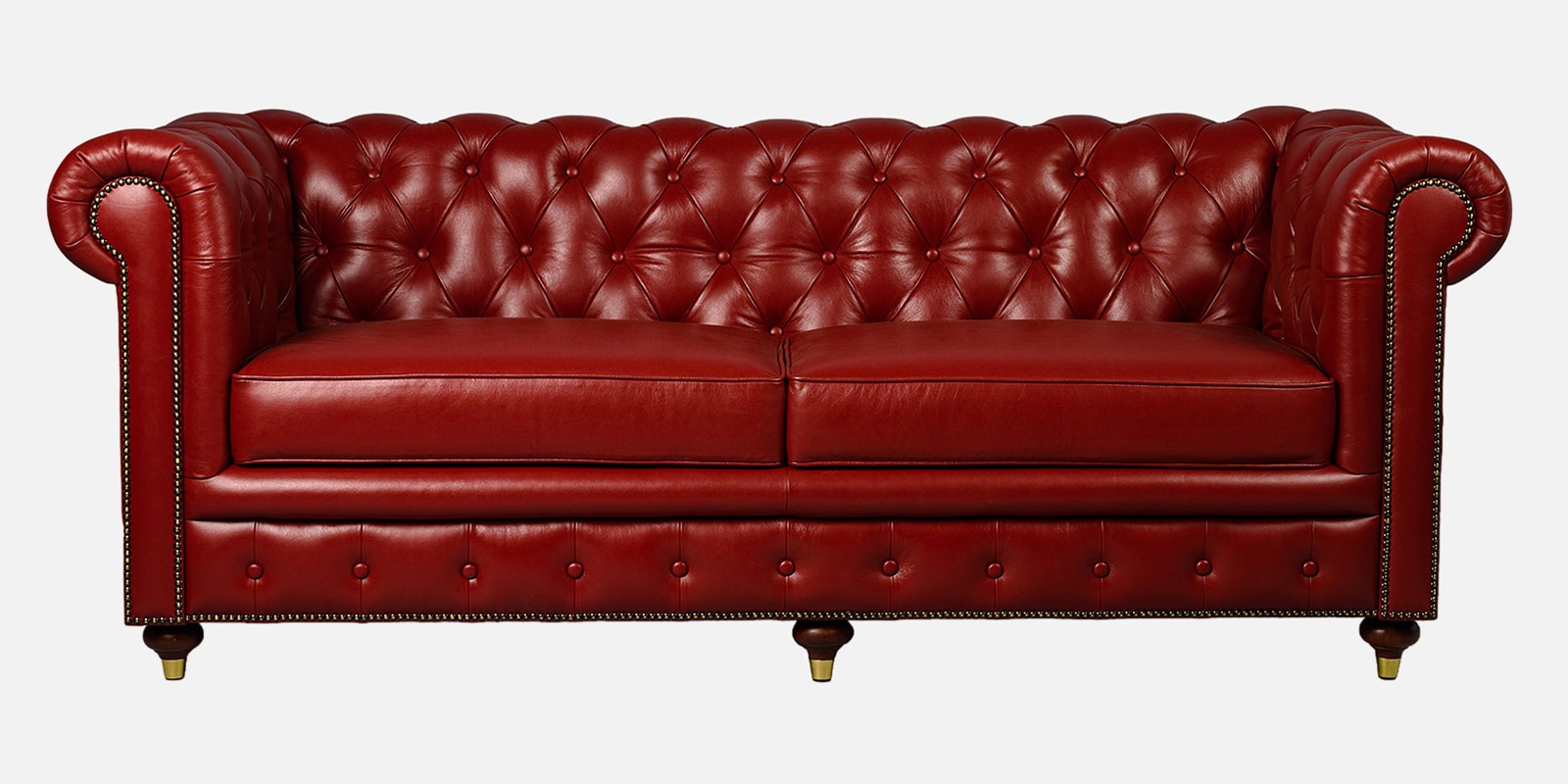 Chesterfield Leather Three Seater Sofa in Red Colour Chesterfield Leather Three Seater Sofa in Red Colour