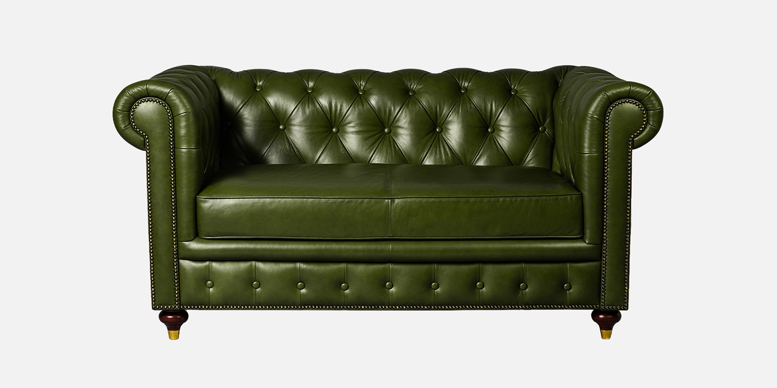 Chesterfield Leather Two Seater Sofa in Olive Green Colour Chesterfield Leather Two Seater Sofa in Olive Green Colour