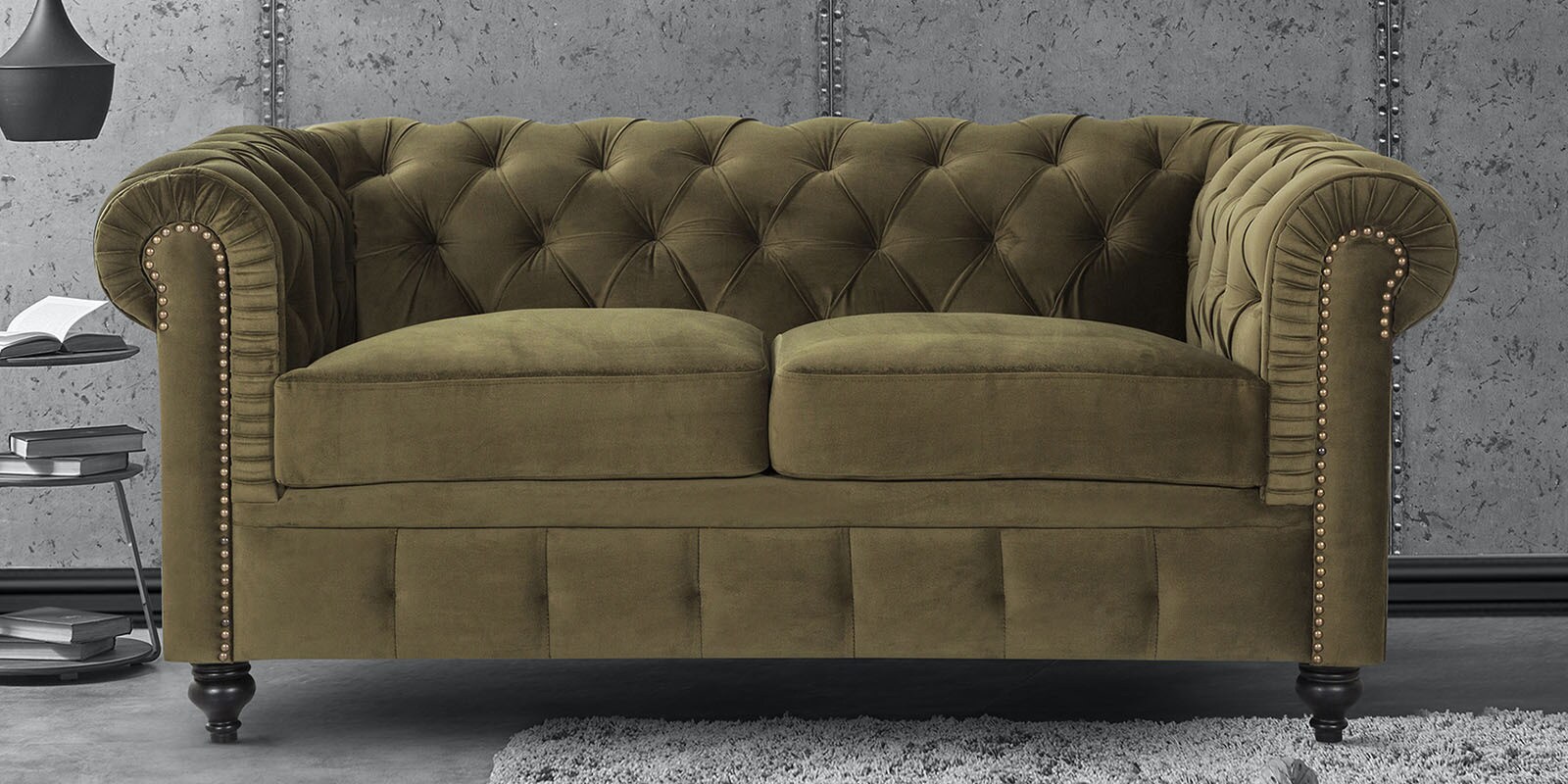 Chestermere 2 Seater Sofa in Dark Olive Colour Chestermere 2 Seater Sofa in Dark Olive Colour