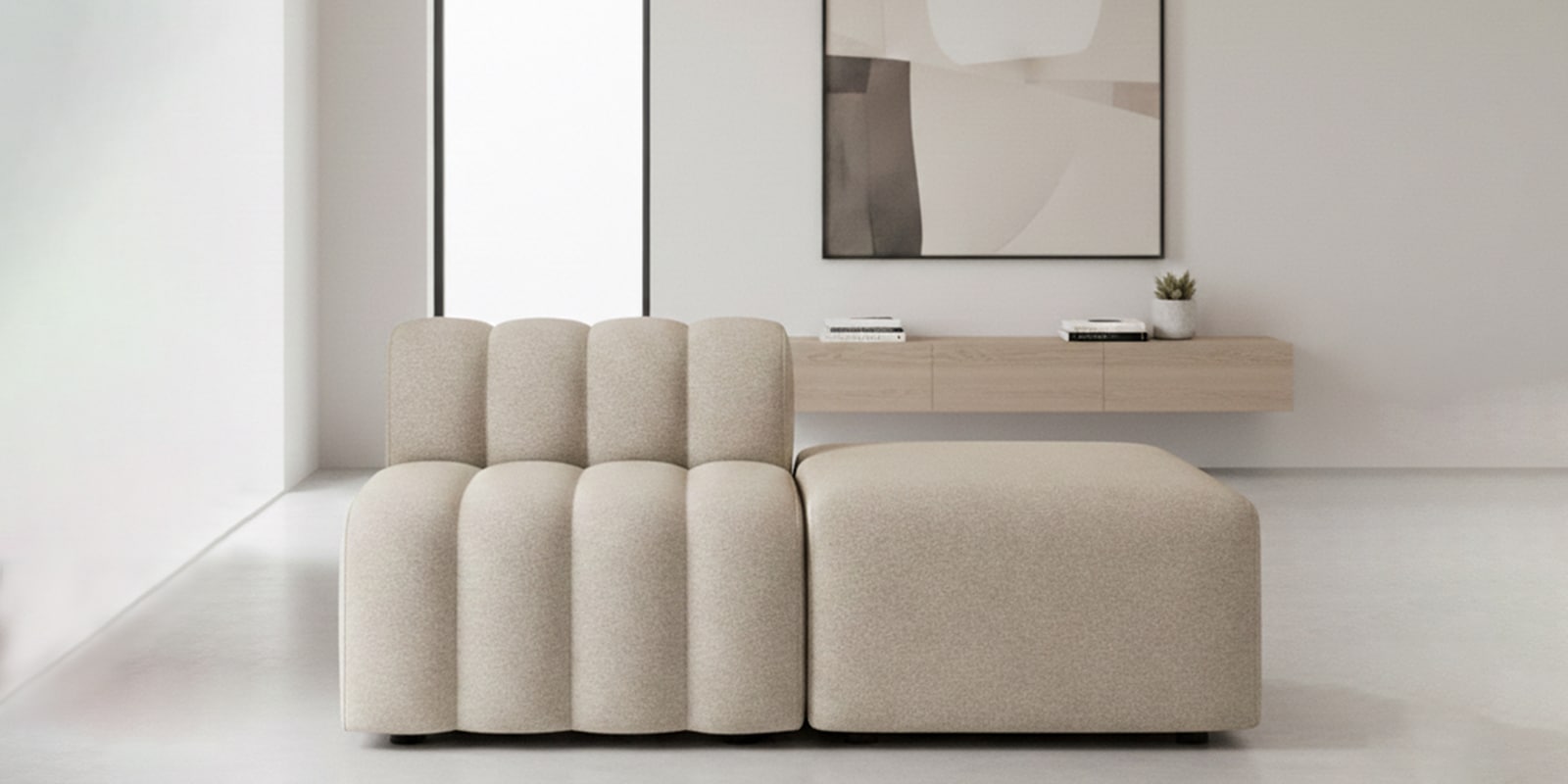 Chic Comfort 2 Seater Sofa Set In Beige Color