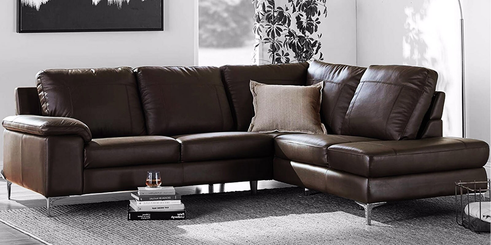 Buy Chicago 4 Seater LHS Sectional Sofa in Brown Colour at 44 OFF by