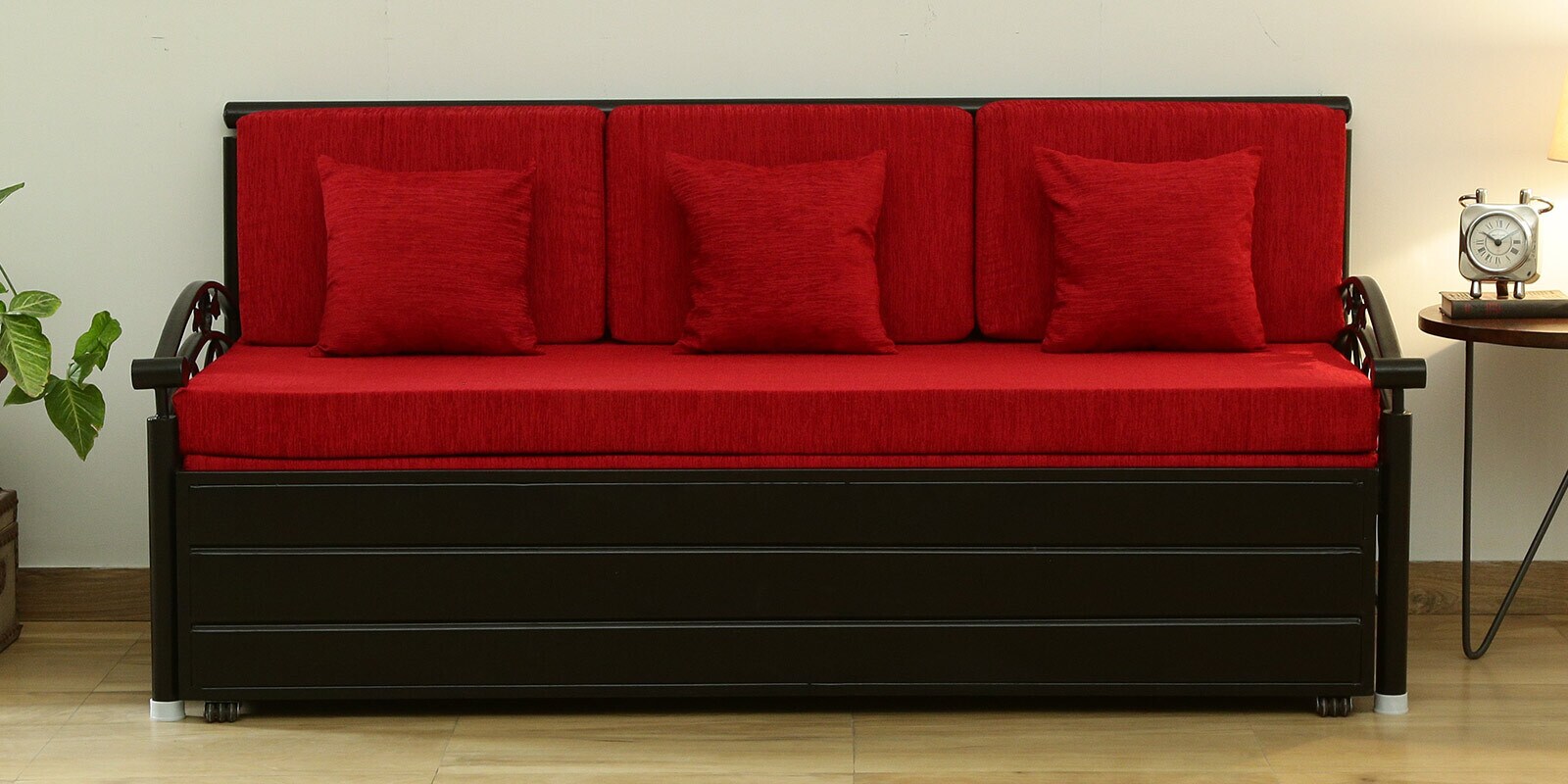 Buy Averill Metal Queen Size Sofa Cum Bed With Hydraulic Storage In