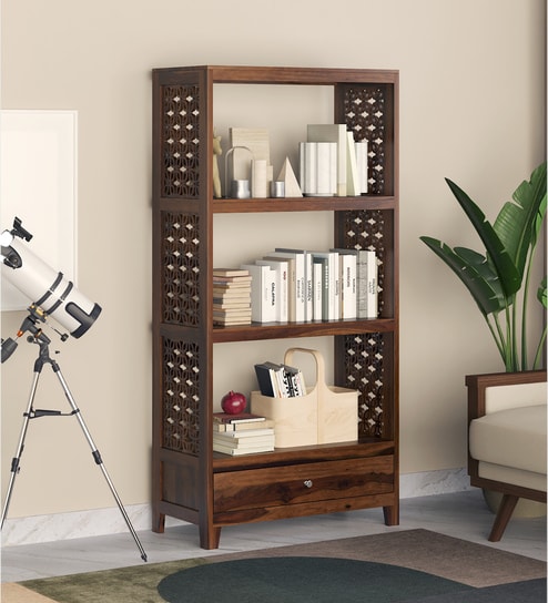 Chadov Sheesham Wood Bookshelf In Provincial Teak Finish