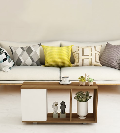 Chaos Coffee Table in Lyon Teak & White Finish