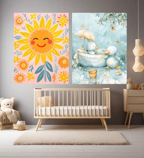 Cheerful Joy Set of 2 Canvas Painting Gallery Wrap Canvas Painting