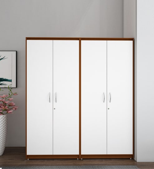 Cherry 4 Door Wardrobe In Walnut And Frosty White Finish