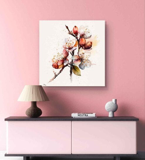 Cherry Bloom Flowers 16inx20in Gallery Wrap Canvas Painting for Living Room