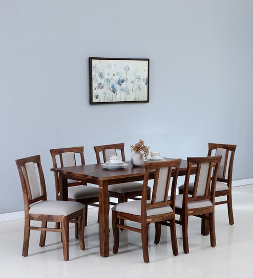 Chetas Sheesham 6 Seater Dining Sets In Provincial Teak Finish