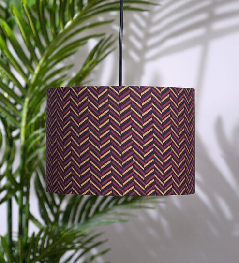 Chevron Block Print Drum Lampshade-image-34