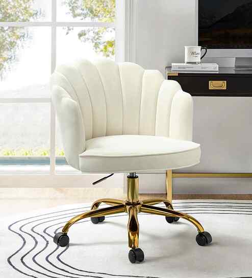 Cheylee Velvet Fabric Guest Chair In Beige Colour