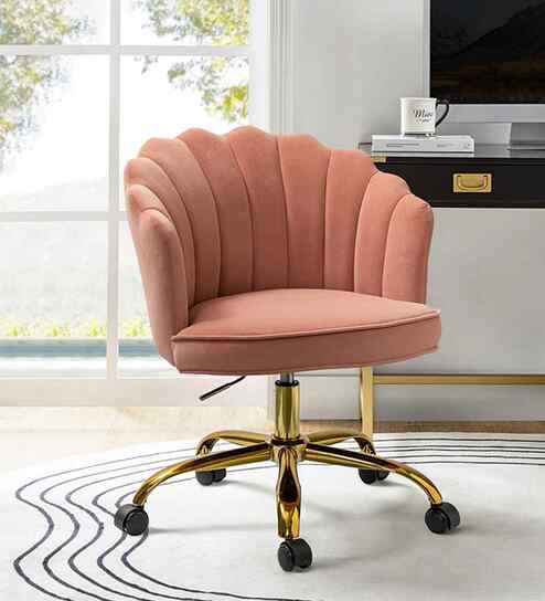 Cheylee Velvet Fabric Guest Chair In Pink Colour