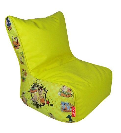 Digital Printed Kids Bean Bag Chair With Beans In Multicolour By Orka