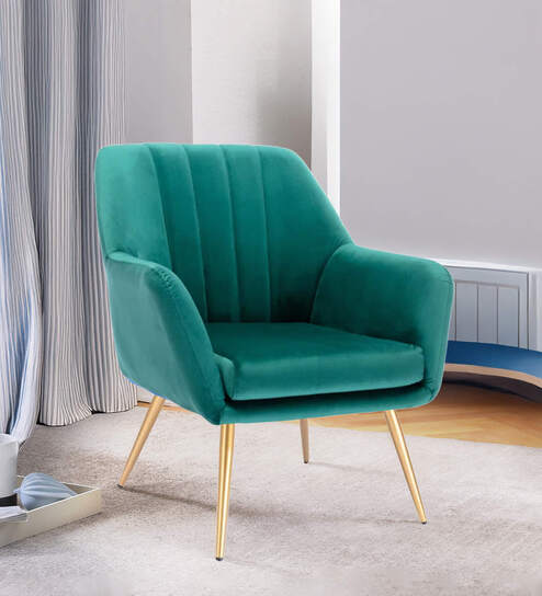 Chic Velvet Guest Chairs In Green Colour