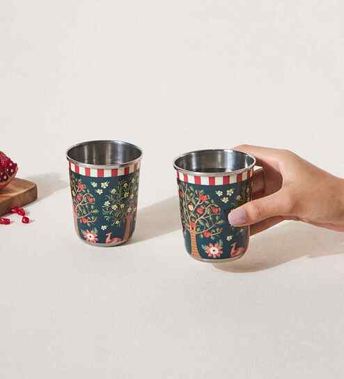 Chinar Steel Tumblers - Set of 2, 220 ml | Kashmir Trails