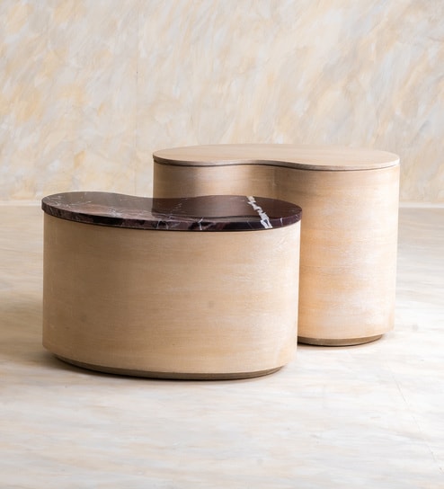 Chip And Dale Marble Coffee Table Set Of 2 In White Finish
