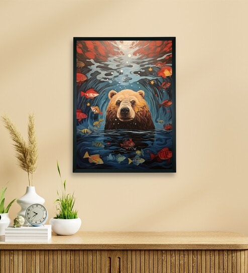 Abstract Bear Stylish 12 x 16 inch Canvas Wall Art