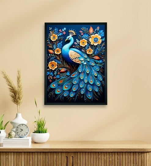 Peacock Blooms Tranquility 12 x 16 inch Canvas Wall Art