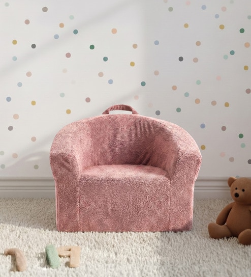Chloe Puffy Organic Kids Lounge Chair In Pink Colour