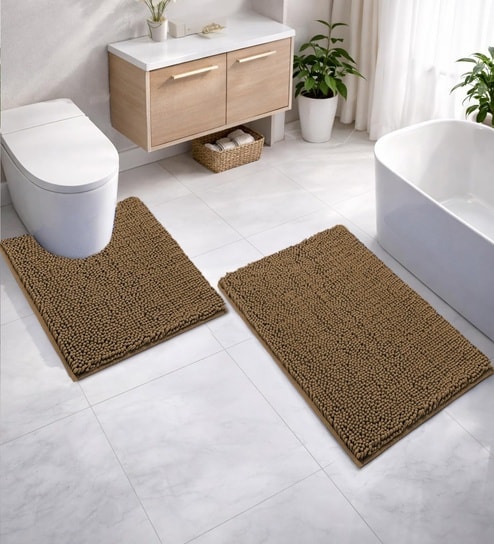 luxe home international Chocolate Microfibre 16x24 Inches Lightweight Bath Mat-picture-28