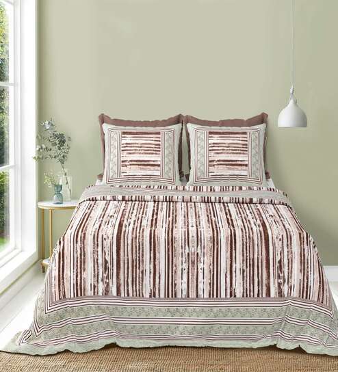 Chocolate Upvan King 144 TC Cotton Bedsheet