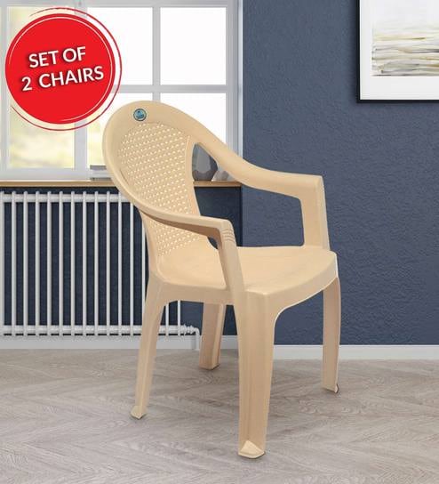 Plastic Chair In Marble Beige Colour Set Of 2 By Nilkamal