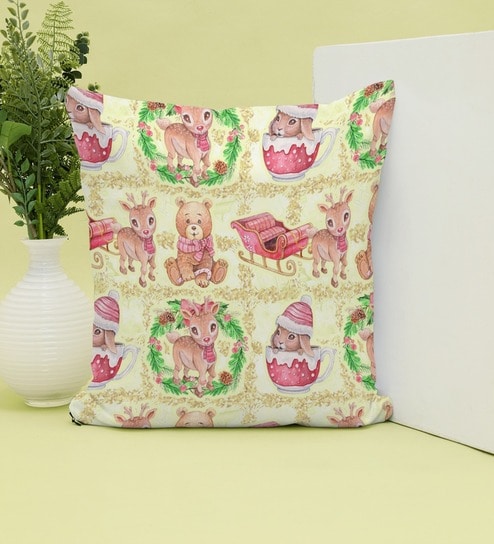 Christmas Collection Green Abstract Satin 16X16 Inches Cushion Cover By Ambbi Collections