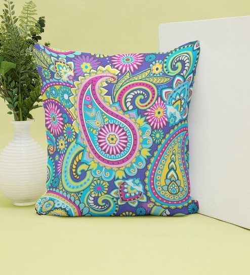 Multicolor Abstract Satin 16X16 Inches Cushion Cover