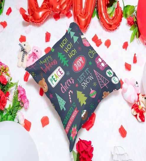 Christmas Collection Multicolor Abstract Satin 16X16 Inches Cushion Cover By Ambbi Collections