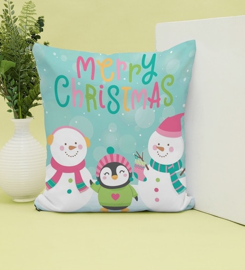 Christmas Collection Multicolor Abstract Satin 16X16 Inches Cushion Cover By Ambbi Collections
