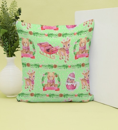 Christmas Collection Multicolor Abstract Satin 16X16 Inches Cushion Cover By Ambbi Collections