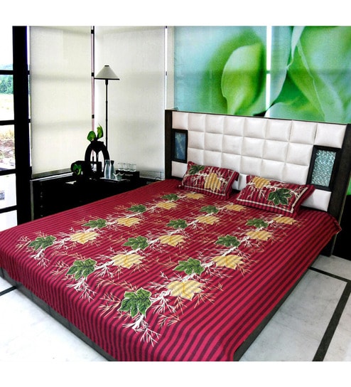 Buy Christy S Collection Premium Cotton Red Bedsheet Online Bed