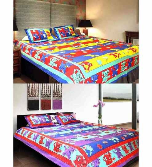 Buy Christy S Multi Coloured Set Of 2 Animal Theme Double Bedsheet