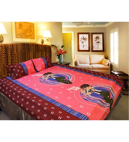 Buy Christy S Pink Ben 10 Cartoon Double Bedsheet Set Online