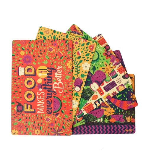 Buy Chumbak Food On My Mind Multicolour Wood Rubber Table Mats