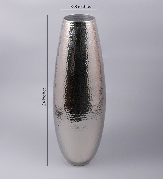 Buy Silver Large Hammered Metal Vase by Swhf Online Modern and