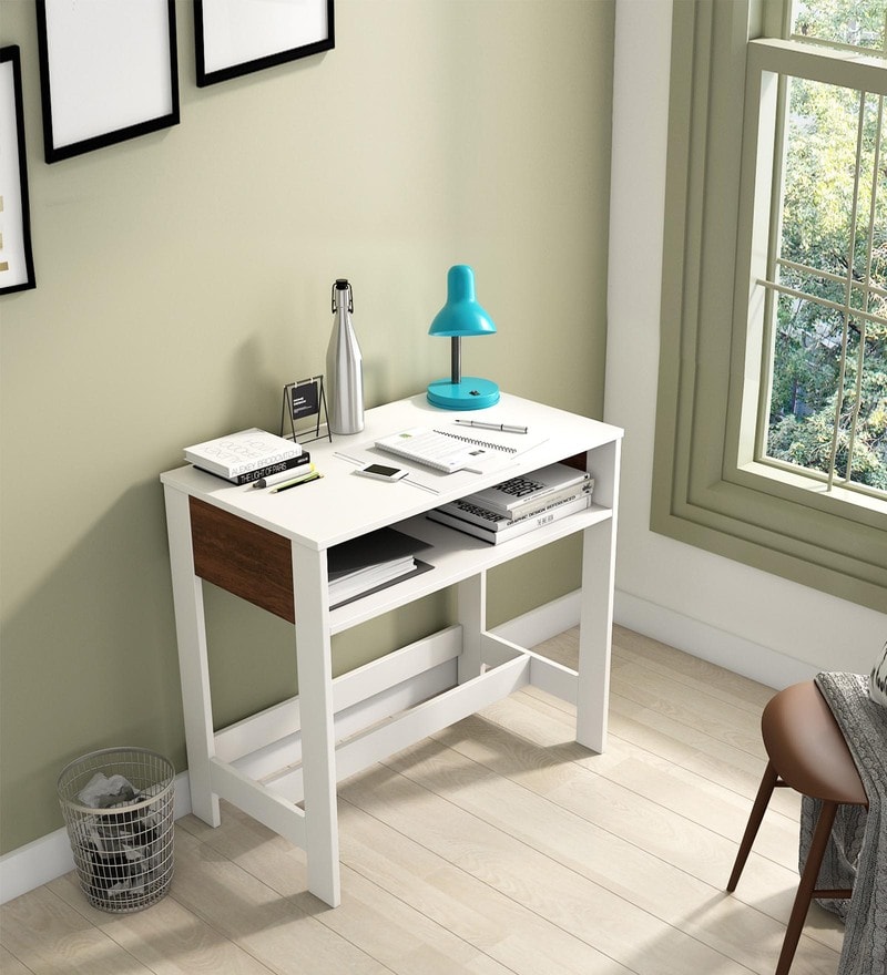 Buy Champ Writing Table In Frosty White Finish By A Globia Creations 